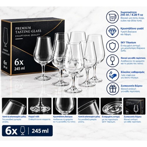 ΣΕΤ ΚΡΥΣΤΑΛΛΙΝΑ ΠΟΤΗΡΙΑ 6 ΤΕΜΑΧΙΩΝ ΡΟΥΜΙ 245ML (SET-6-TMX-RUM-245ML)